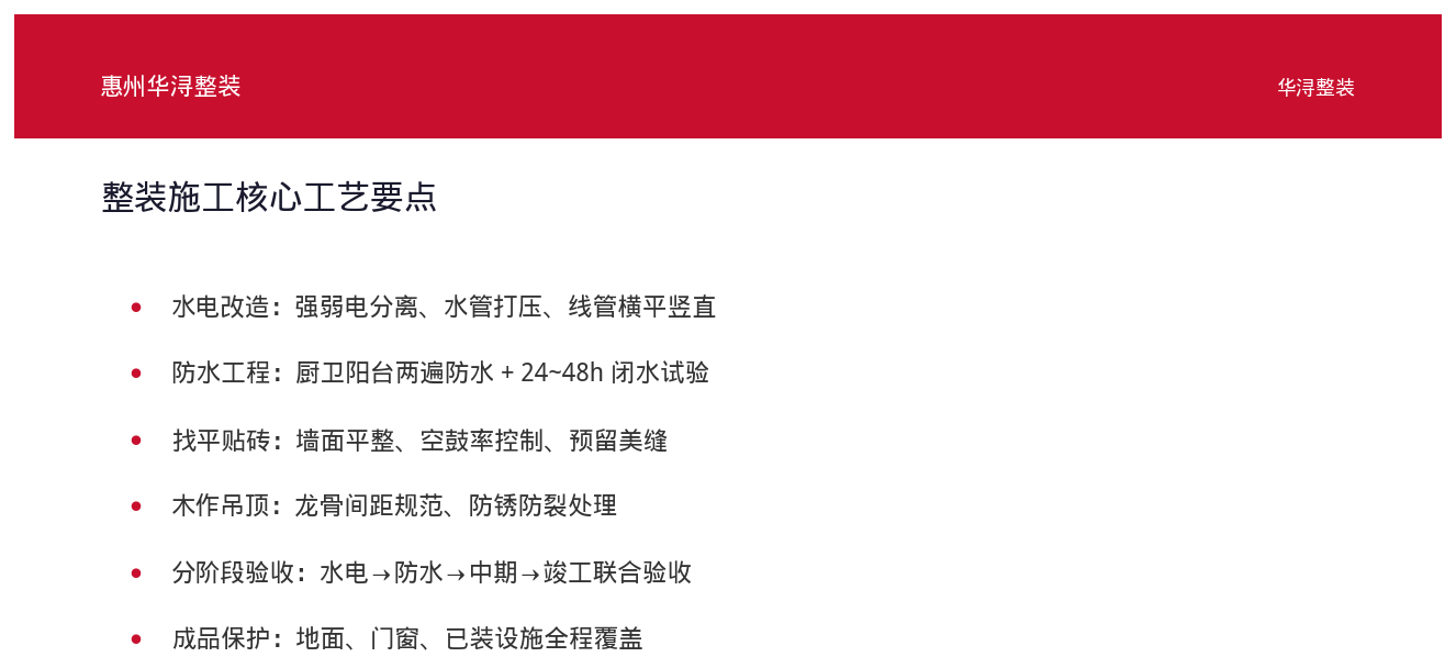 整装工艺与施工标准